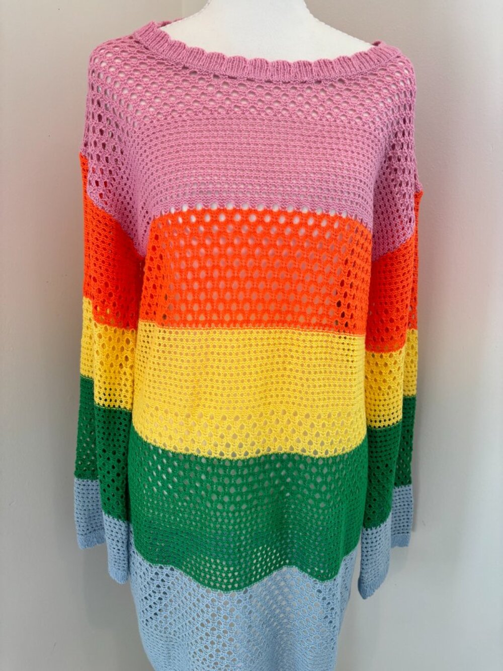 Rainbow Crochet Rainbow Beach Cover Up Size L